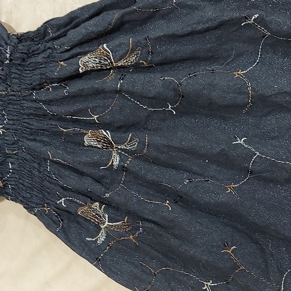 AA collection black with sparkle fabric embroidered floral dress sequins Est S - Picture 5 of 7